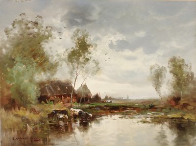 Paysage avec moulin à vent - E. Landseer Harris