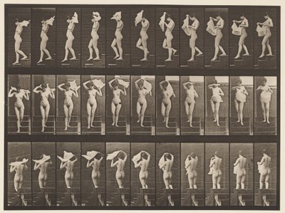 Planche 133. Descendre les escaliers, jetant un mouchoir par-dessus les épaules, 1872-1885 - Eadweard Muybridge