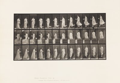 Planche 143. Descendre une pente, tournant une tasse et une soucoupe dans la main droite - Eadweard Muybridge