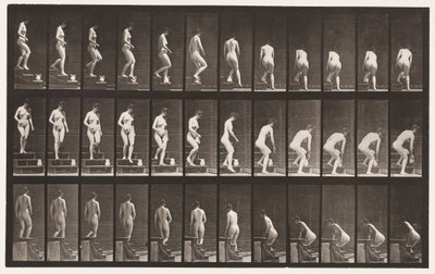 Planche 149. Descendre les escaliers ; se pencher pour soulever un pichet, 1872-1885 - Eadweard Muybridge