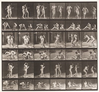 Planche 245. Deux modèles tournant autour assis par terre - Eadweard Muybridge