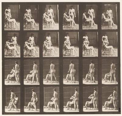 Planche 451. Deux modèles, 8 apporte une tasse de thé, 1 prend la tasse et boit - Eadweard Muybridge