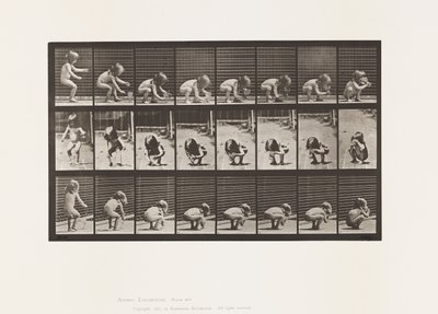 Planche 477. Enfant, se baissant, soulevant un gobelet et buvant - Eadweard Muybridge