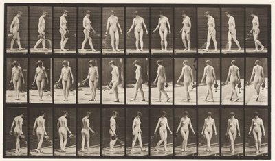 Planche 51. Marcher et se retourner, utilisant un arrosoir, 1872-1885 - Eadweard Muybridge