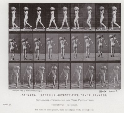 La figure humaine en mouvement : Athlète portant un rocher de soixante-quinze livres - Eadweard Muybridge