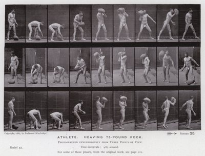 La Figure humaine en mouvement : Athlète, lançant une pierre de 75 livres - Eadweard Muybridge