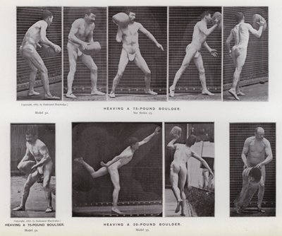 La Figure Humaine en Mouvement : Soulever un rocher de 75 livres ; Soulever un rocher de 20 livres - Eadweard Muybridge