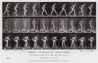 La Figure Humaine en Mouvement : Femme, traversant sur des "pierres de gué" - Eadweard Muybridge