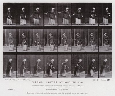La Figure Humaine en Mouvement : Femme, jouer au tennis sur gazon - Eadweard Muybridge