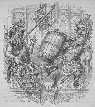 Gog et Magog avec un tonneau, 1840 - Ebenezer Landells