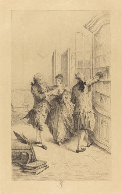 Intérieur avec deux messieurs et une dame - Ed. Heil