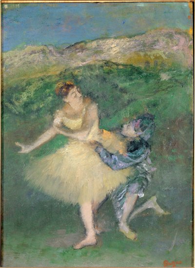 Arlequin et Colombine (huile sur bois) - Edgar Degas