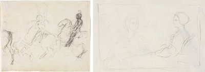 Scène de bataille avec des figures en armure à cheval (recto) Deux femmes assises (verso) - Edgar Degas