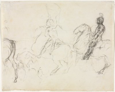 Scène de bataille avec des figures en armure à cheval recto Deux femmes assises verso, 1856-1860 - Edgar Degas