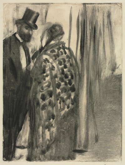 Conversation : Ludovic Halévy et Madame Cardinal (La Conversation) pour "La Famille Cardinal" de Ludovic Halévy, vers 1880-83 (monotype) - Edgar Degas