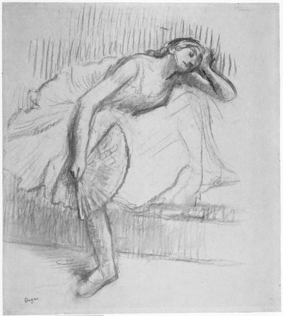 Danseuse se reposant avec un éventail - Edgar Degas