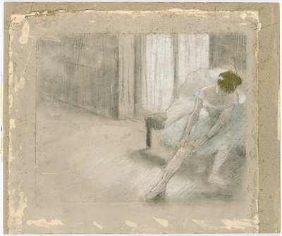 Danseuse assise, ajustant son bas - Edgar Degas