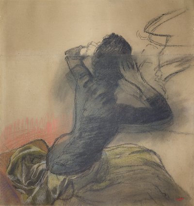 Femme assise ajustant ses cheveux, c.1884 - Edgar Degas