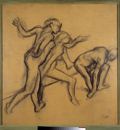 Trois danseuses nues (dessin à la craie et au fusain par Edgar Degas, vers 1900) - Edgar Degas
