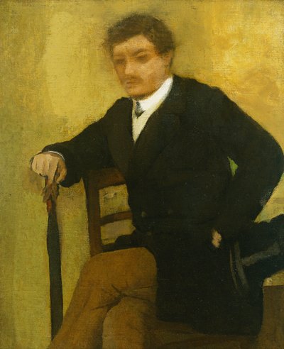 Jeune homme assis avec veste et parapluie - Edgar Degas