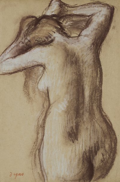Jeune femme nue se peignant les cheveux, c.1889-90 - Edgar Degas