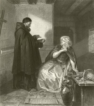 Juliette dans la cellule de Frère Laurent (gravure) - Edgar Melville Ward