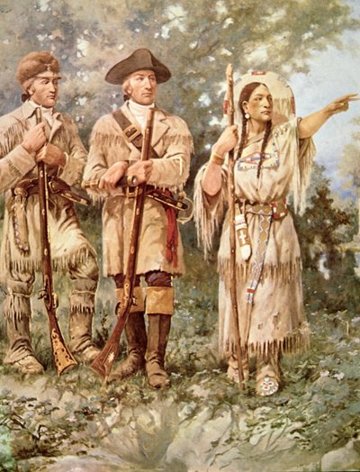 Lewis et Clark avec Sacagawea (détail) - Edgar Samuel Paxson