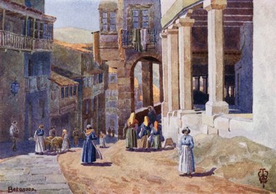 Espagne du Nord : Betanzos, une rue à colonnades - Edgar T. A. Wigram