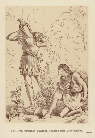 Les cousins rivaux, Palamon sortant de sa cachette (litho) - Edith Scannell
