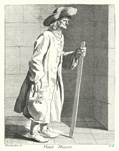 Vieux Maçon (gravure) - Edmé (after) Bouchardon