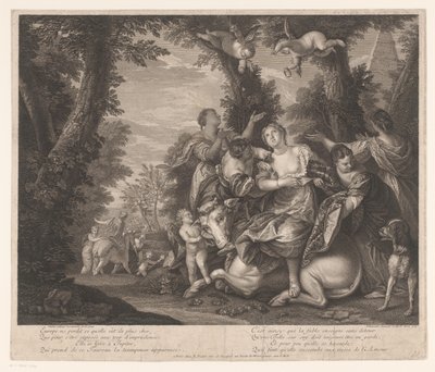 Europe et Jupiter dans un paysage avec des arbres - Edme Jeaurat