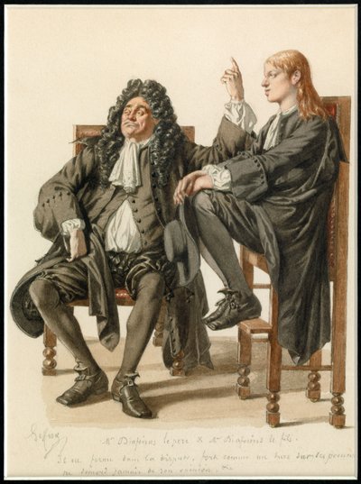 Portait de Monsieur Diafoirus pere et fils, c.1870 (watercolor) - Edmond Aime Florentin Geffroy
