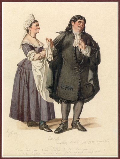 Portrait de Dorine et Tartuffe, vers 1870 (aquarelle) - Edmond Aime Florentin Geffroy
