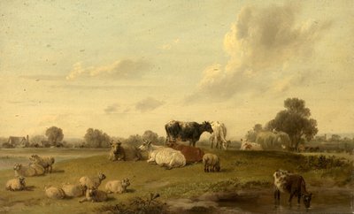 Paysage avec bétail et moutons - Edmund Bristow