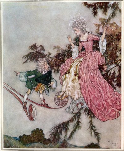 Mais la nouvelle lui fut apportée par un petit nain qui possédait une paire de bottes de sept lieues, illustration de 