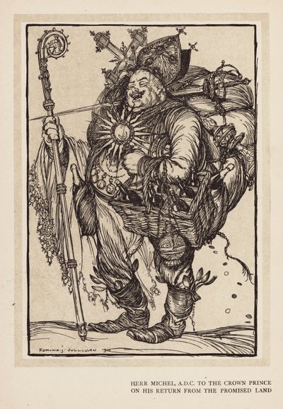 La guirlande du Kaiser : Herr Michel, ADC du prince héritier à son retour de la Terre Promise (litho) - Edmund Joseph (after) Sullivan