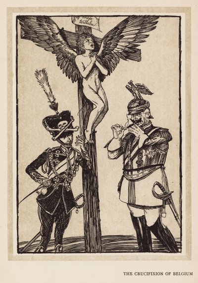 La Guirlande du Kaiser : La Crucifixion de la Belgique (lithographie) - Edmund Joseph (after) Sullivan