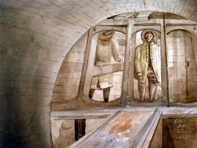 Vue du bouclier utilisé dans la construction du tunnel de la Tamise, Londres, 1835 - Edmund Marks