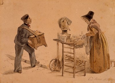 Un homme avec un orgue de barbarie et un vendeur de café, 1828 - Edmund Thomas Parris