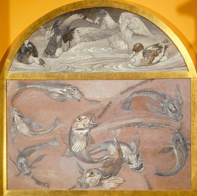 Diptyque avec poissons et canards dans un étang - Edoardo Gioja