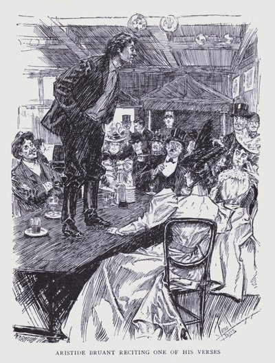 Paris bohème : Aristide Bruant récitant un de ses vers (litho) - Edouard Alfred (1875 1954) Cucuel