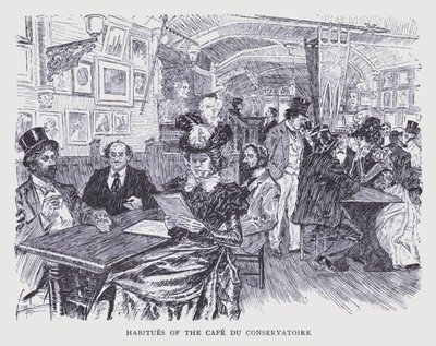 Paris bohème : Habitudes du Café du Conservatoire (litho) - Edouard Alfred (1875-1954) Cucuel