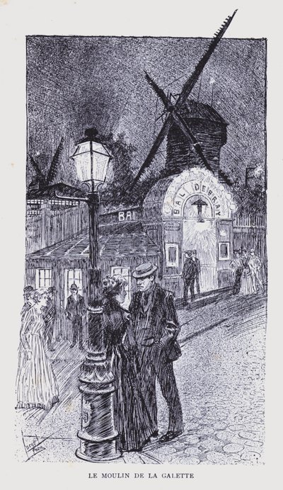 Bohemian Paris: Le Moulin de la Galette (litho) - Edouard Alfred (1875 1954) Cucuel