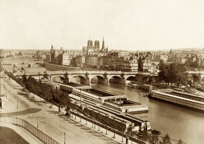 Seine avec ponts, en arrière-plan Notre-Dame de Paris - Édouard Baldus