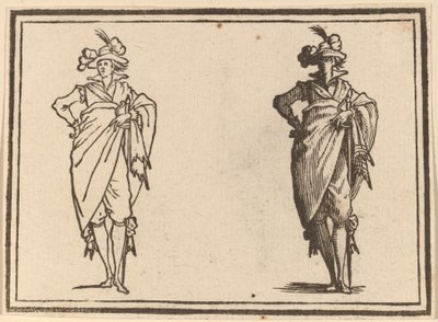 Gentleman vu de face avec la main sur les hanches - Edouard Eckman after Jacques Callot