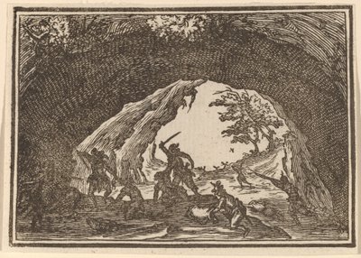 Soldats attaquant des voleurs - Edouard Eckman after Jacques Callot