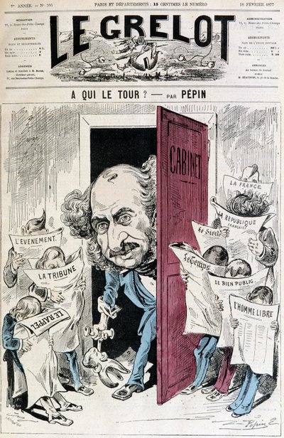 (Caricature sur la censure de la presse) - par Pépin, dans « Le Grelot » du 18/02/1877 - Edouard Guillaumin Pepin