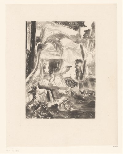 Paysage avec palmiers et figures se baignant - Edouard Léon Louis Edy Legrand (attributed to)