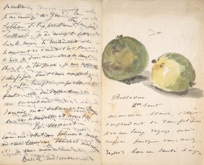 Une lettre à Eugène Maus, décorée de deux pommes, 2 août 1880 - Édouard Manet
