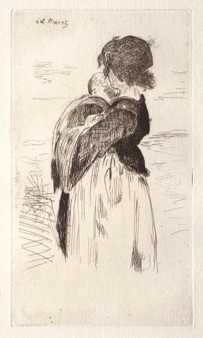 La petite fille tenant un bébé - Édouard Manet